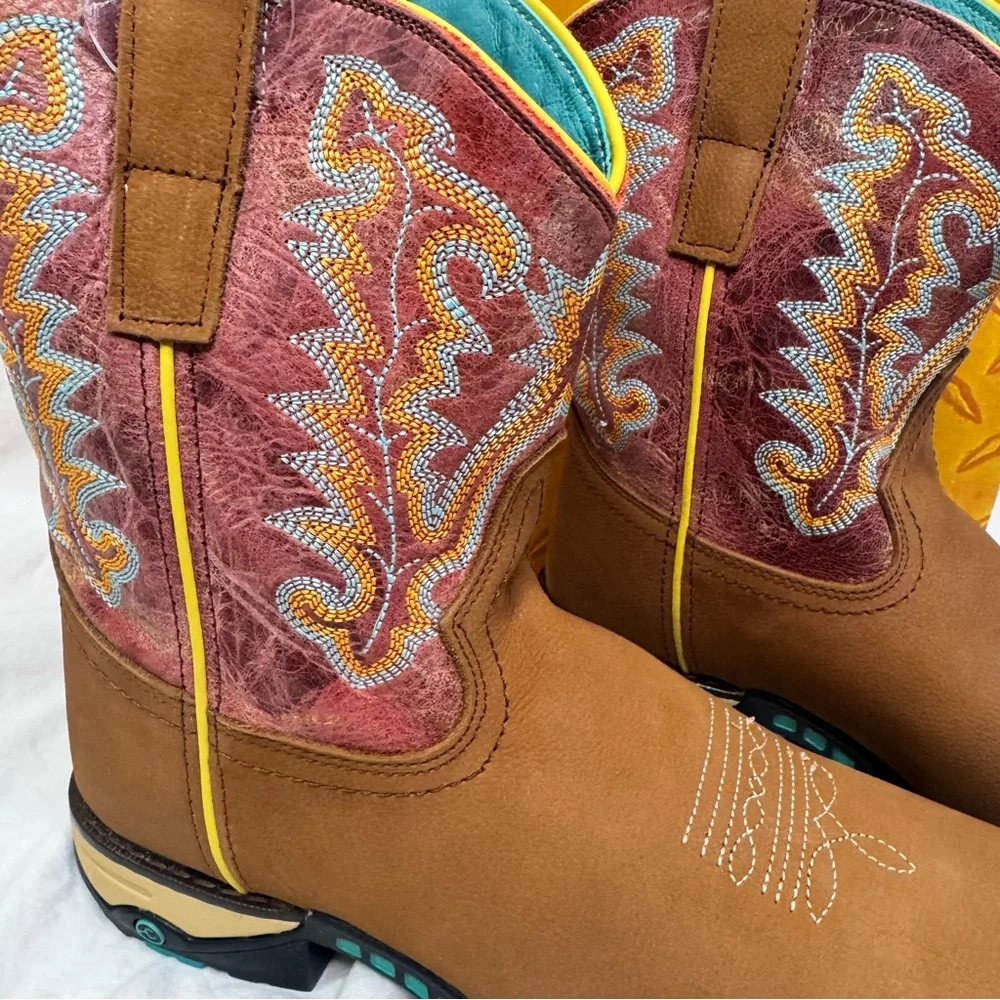 Women’s Corral Tan and Red Embroidered Boots Size 10 1/2 - Picture 4 of 6